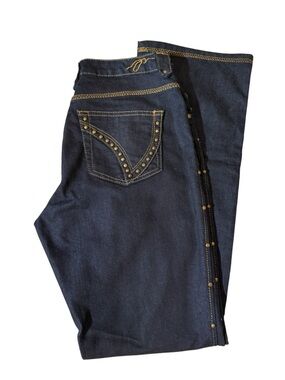 PZI Studded Dark Wash Boot Cut Jeans, size 10/34